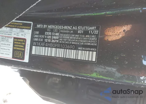 2023 Mercedes-Benz C 300 4Matic из США, поврежденный, VIN W1KAF4HB0PR103690